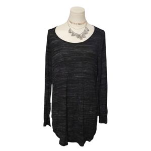 Apt. 9 Lightweight Black and White Marled Long Sleeve Tunic Sweater Size Large